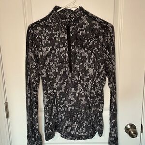 Lululemon Run Briskly 1/2 Zip Eventide Jacquard Black Alpine White, size 10